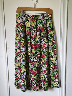 Vintage Liz Claiborne Floral A-Line Midi Skirt - Size 10